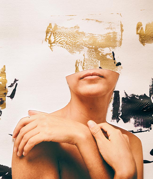 Collage de retratos con flores